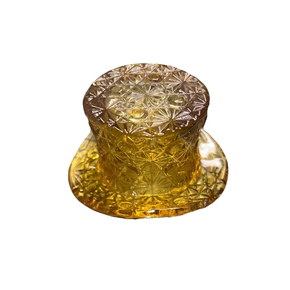 Fenton Amber Gold Daisy & Button Top Hat Vase Art Glass Unmarked